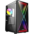 Ant Esports Infinity X Mid- Tower Computer Case/Gaming Cabinet - Black | Support ATX, M-ATX, ITX | Pre-Installed 1 x 120 mm ARGB Rear Fan