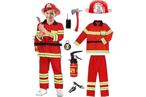 Generisch Costume de pompier tendance pour bébé garçon pour enfant, chef, cosplay, jeu de rôle, jouet, accessoires, pantalon de sport, enfant garçon
