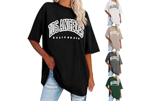 UHOUSE Tshirt Damen Elegant T Shirt Casual Mode Motiv Bekleidung Los Angeles Oberteile Sommer Bluse Oberteile Frau Lockere Basic Baumwolle Tee Shirts Blusen S - 5XL