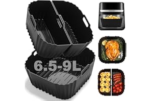 PUOSIKE 3 Pezzi Teglie Silicone per Friggitrice ad Aria, 22-25CM Quadrata Teglie Cestino Friggitrice ad Aria per Russell Hobbs XXL 8L/8,3L, Moulinex 6,5L/7L/7.5L, Princess 8L, Cecotec 8L,Tristar 8L