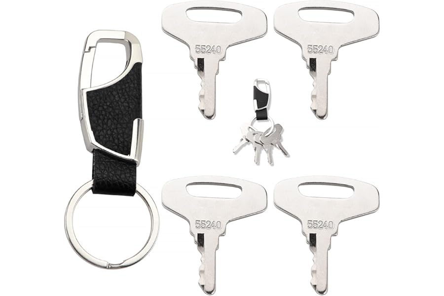 VooGenzek 4 PCS 55240 Lgnition Starter Key, Construction Machines Key, Universal Lgnition Switch Spare Keys, with Keychain, Compatible with Kubota B & GL Series Tractors 66711-55240
