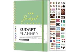 KMQOY Budget Planner - Monthly Budget Book 2025 with Expense & Bill Tracker - Undated 12 Month Financial Planner & Account Book Organizer to Take Control of Your Money - Green
