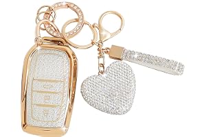 ZVRSUA Bilnyckelfodral med diamant bling nyckelring kompatibel med Toyota RAV4 Land Cruiser 200 Yaris 4 GR Aygo X 86 Cross Au