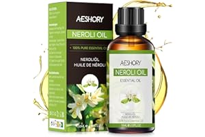 AESHORY Huile Essentielle de Néroli 50ml, Huile de Néroli pour Diffuseur 100% Pure & Naturelle, Huiles Parfumées Aromathérapie de Néroli de Qualité, pour Massage, Bain, SPA, Apaiser le Corps/l'esprit