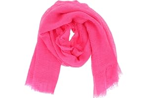 moonbow Foulard Femme Uni 20% Coton 80% Viscose effet Froissé et finition Frangée - Etole Femme Moderne et Tendance Longue et Rectangulaire 180cm x 90cm - Echarpe Fine Souple Légère et Douce