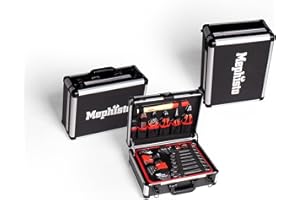 Mephisto Werkzeugkoffer - Werkzeugkoffer - Premium XL Werkzeugset mit Chrom- Vanadium Werkzeug bestückt wie Ratschenschlüssel Schraubendreher Bitaufsatzadapter 116 tlg.
