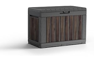 Keter Signature 190L Kentwood Outdoor Garden Storage Box - Rosewood | Compact, Weather‑Resistant Storage with Lockable Lid & 