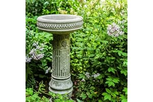 DISCOUNT GARDEN STATUES Stone Cast Garden Bird Bath with Stunning Sunflower Design BB30 65KGS