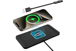 VOBOR Induktive Ladestation Auto, 10W Rutschfestes Kabelloses Auto Ladegerät, Universelles Autoladegerät für Mobiltelefone, Kopfhörer und Geräte, die kabelloses Laden unterstützen (USB 30cm)