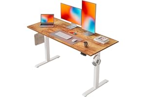Agilestic Biurko z regulacją wysokości 120 x 60 cm, stabilne biurko z elektryczną regulacją wysokości, ergonomiczne biurko do pracy na stojąco lub siedząco, jasnobrązowy