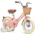 Glerc Little Molly 12-20 Inch Kids Retro Girls Bike for 2-13 Year Old with Wicker Basket & Stabilisers/Kickstand, Multiple Colors