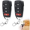 433mhz Universal Duplicator Remote Garage Door Opener Remote 2Pcs Replacement Electric Gate Remote Control Key Fob Wireless Cloning RF Transmitter Remote Control Keychain with 4 Button