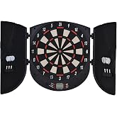 HOMCOM Digital Electronic Dartboard up to 8 Players 44x4.3x50cm Black | Battery Operated, 6 Darts, Score, Side Doors, LCD Dis