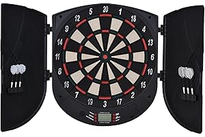 HOMCOM Diana Electrónica Digital Diana con 6 Dardos hasta 8 Jugadores Marcador Puertas Laterales Pantalla LCD y 26 Juegos 44x4,4x50 cm Negro