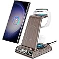 Trådlös laddare för Samsung Galaxy S23 Ultra, induktiv laddningsstation för Samsung Watch 6, 3-i-1-laddare med digitalklocka