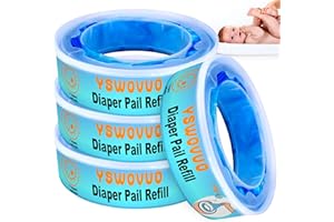 YSWOVUO 4 Sztuk Kaset Uzupełniających do Pojemników na Pieluchy, Foliowy Pojemnik Kompatybilny z Tommee Tippee, Angelcare, Ośmiokątny Pojemnik na Pieluchy, LitterLocker
