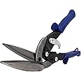 MIDWEST Power Cutters Long Cut Snip Straight Cut Offset Tin Cutting Shears with Forged Blade & Kush'n-Power Comfort Grips MWT-6516,Blue