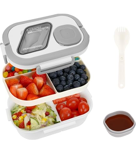 Lunch Bag BASVII Bento Lunch Box 1550ml, Boite Repas Compartiment Micro-ondable Boite A Lunch