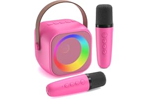 Jeefu Karaoke Machine Children with 2 Microphones, Toy for 3-12 Year Old Girls Gifts, Mini Children's Karaoke Microphone Machine Toy, Gifts for 5 6 7 8 9 10 11 Years Teens Girls