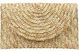 EVEOUT Carteras de Mano Clutches de Paja Tejida para Mujer Monedero de Verano Bolsa de Vacaciones en la Playa