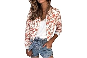 WZYYDS Veste De Sport Femme Court Chic Élégante Blouson Bombers Femme Pas Cher Printemps Automne Fleur Imprimé Léger Sweatshirt Bombers Casual Vintage Outwear Zippé Veste Randonnée Pas Cher A La Mode