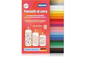 Smowo® 20 Fogli di Cera per Creare, Decorare e Personalizzare Candele - Cera Decorativa per progetti Fai da Te - Piastre di Cera per Candele - Pannelli di Cera