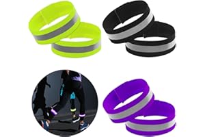 Bohrma Reflektorbänder Set, Reflektorband Doppel Reflektorbänder für Outdoor Jogging, Doppel Reflektorbänder für Outdoor Jogging, Hosenclip-Fahrrad, Starken Reflektorstreifen mit Klettverschluss