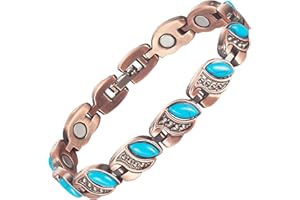 YINOX Kupfer-Magnetarmband – natürlicher Blauer Türkis-Edelstein-Armreif mit Magneten – magnetisches Kupferarmband für Schwester, Ehefrau, Mutter, Geschenk für Damen (18,5 cm)