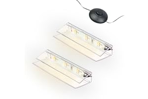 ‎KALB MATERIAL FÜR MÖBEL kalb | LED Glaskantenbeleuchtung Ambilux Clip transparent 3000K 5000K 1-10 Sets für Glasböden 4-10mm Fußschalter Glasbodenbeleuchtung erweiterbar um Dimmer/Controller Plug & Play (warmweiß, 2er Set)