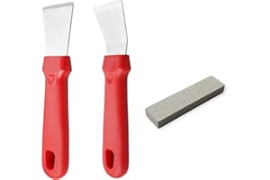 JJWNMLL 2 raschietti per la pulizia, raschietto multiuso in plastica, raschietto in acciaio inox, utensili per la pulizia di forni, frigorifero, fornelli, piano cottura a induzione, colore rosso