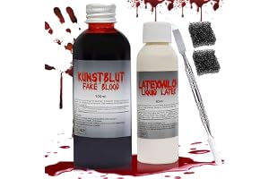 Halloween set med konstblod, realistisk 100 ml tvättbar falsk blod, halloween make-up falskt blod, 60 ml flytande latex med s