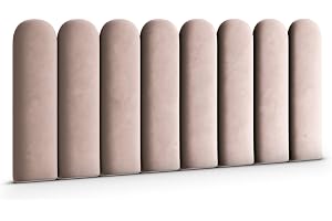 Muralo Stoppad Väggpanel Magic Velvet Puderrosa - 30x100 cm | Tjock skumstoppning under ett mjukt tyg, färdigsytt och montera
