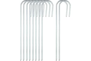 QINOUSTORE 10 pezzi da 30 CM,ncoraggio a pavimento in acciaio zincato,picchetti ancoraggio a terra,ganci a J,Picchetti per Tende per Tenda, per Campeggio, Tende, Recinzioni, Tettoie