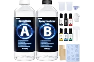 HONPAL Epoxy Resin Kit Clear Epoxy Resin and Hardener with Resin Pigment, Silicone Mold for Beginner, No Bubble, Vocs, 2x UV Resistance Resin Kit for Crafting, Jewelry DIY, Tumbler (2000ml/70oz)