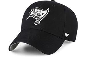 '47 NFL Tampa Bay Buccaneers MVP Gorra de béisbol unisex, cierre de velcro ajustable, talla única, logotipo del equipo, color negro, Negro , Talla única