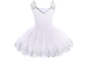 IBTOM CASTLE Vestido de Ballet para Niñas Pequeña Correa de Cisne Tutu Faldas Disfraz Bailarina Maillot de Danza con Pedrería Maillot Gimnasia Ritmica Niña