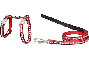 RED DINGO Laisse/Harnais pour Chat Réflective Rouge 1,20 m
