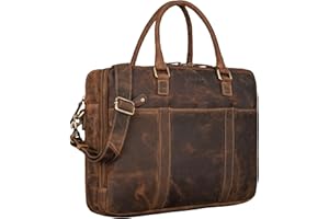 STILORD 'Drake' Sacoche d'affaires Cuir Vintage Sac Business Cuir Homme Femme | Vintage Sac Bureau Grand Format pour Bureau, Travail & Ordinateur Portable 15,6 Pouces, Couleur:Calais - Marron