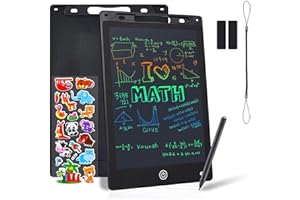 Coolzon Tablette Dessin Enfant, 10 Pouces Tablette D'écriture Effaçable Et réutilisables,Ardoise Magique pour Dessin de Peinture et listes de Notes, Autocollants de Dessins Animés Gratuits,Noir