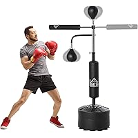 HOMCOM Boxstand Standbox-Trainer mit 2 Speedbällen 360°-Reflexstange 160-230cm höhenverstellbar Geeignet für Erwachsene…