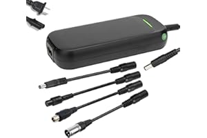 Xietongpo 29.4V 2A Chargeur pour Batterie Lithium 24V Rapide Trottinette Électrique et Vélo avec 4 Connecteurs 3Pin-XLR DC5.5mm RCA, Chargeur de Remplacement pour Hoverboard Swagtron Urbanglide M365