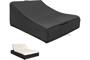 KRRRSJDJ Funda para Tumbonas para 2 Personas Impermeable,Cubierta Protectora Doble Tumbona Anti Viento,Tumbona Jardin Cubierta Protectora Contra con Cordón y Asas,Tela Oxford 420D (210*160*40/90cm,Negro)