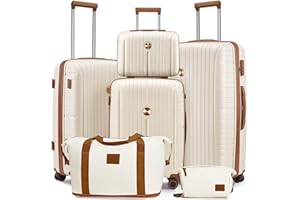 Joyway 6 PCS Juego de Maletas, Maleta Cabina de Viaje PP Ligera y Resistente, Ruedas Silenciosas de 360° y Cerradura TSA, Set Equipaje Unisex Familias y Viajes Largos