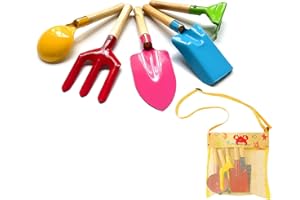 KY-Tech 6 Piece Kids Gardening Tools Set, 8" Kids Gardening Tools with Bag, Safe Beach Sandbox Toy Gardening Equipment for Children