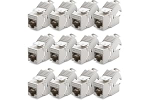 deleyCON 12x CAT 8 Modulo Jack Keystone Cavo Patch Cavo di Rete Ottimale per CAT8 CAT7 CAT7a Cavo di Installazione Connettore Schermatura STP Jack RJ45 Rete Pannello Patch Staffa Keystone Estensione