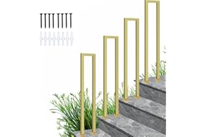 YTLEMON Corrimano per Scale Interne, Ringhiera a Forma di U, Ringhiera per Esterni con Kit di Viti, Corrimano per gradini, Ringhiera antiscivolo in Ferro per corridoio (Oro, 95cm)