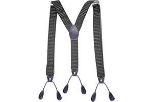 KLONKEE Men's Split Button Braces Y Shape Trimmed Button End Tuxedo Adjustable Straps Elastic Suspenders - 3.5 cm wide