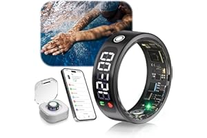 IUHFSIFS 6 Gen Smart Ring with LED Screen【Industry No.1 - Measurement Error 0】【5ATM Waterproof】Smart Ring for Men and Women to Monitor Sleep, Heart Rate, Black 12#
