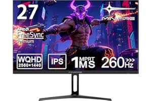 Minifire 27 pollici Gaming Monitor 260Hz QHD 1440P 1ms Adaptive Sync sRGB 130% Fast IPS HDR10 2×DP1.4 2×HDMI 2.0 Montaggio a parete (MFG27F4Q Pro