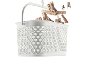 KADAX Klasyczny kosz na spinacze do bielizny, worek na sznurek do prania, kosz na klamerki do zawieszenia, worek na spinacze do bielizny, koszyk z hakiem (biały)